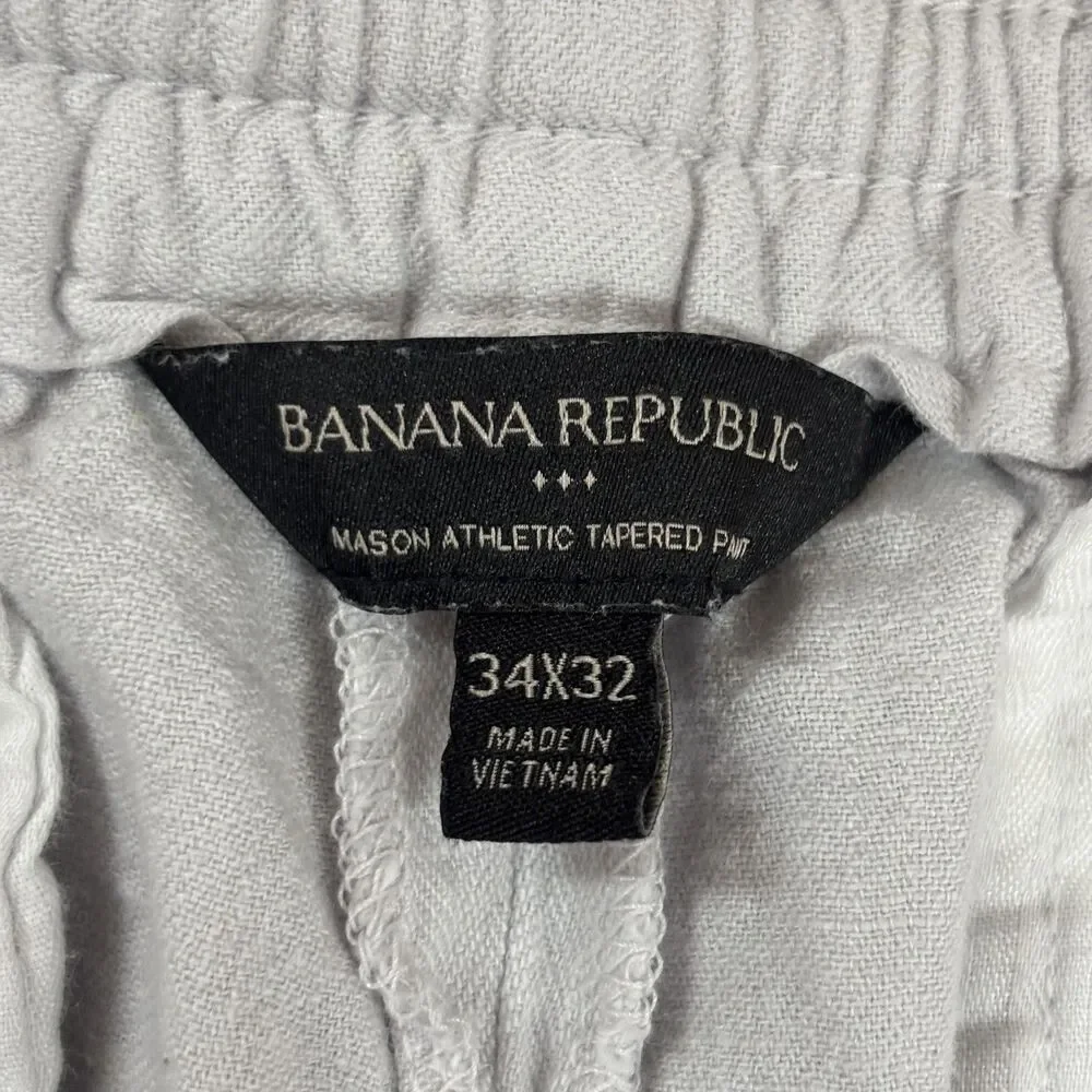 Banana Republic Mason Athletic Tapered Pants Men's 34x30 Gray Linen Chino